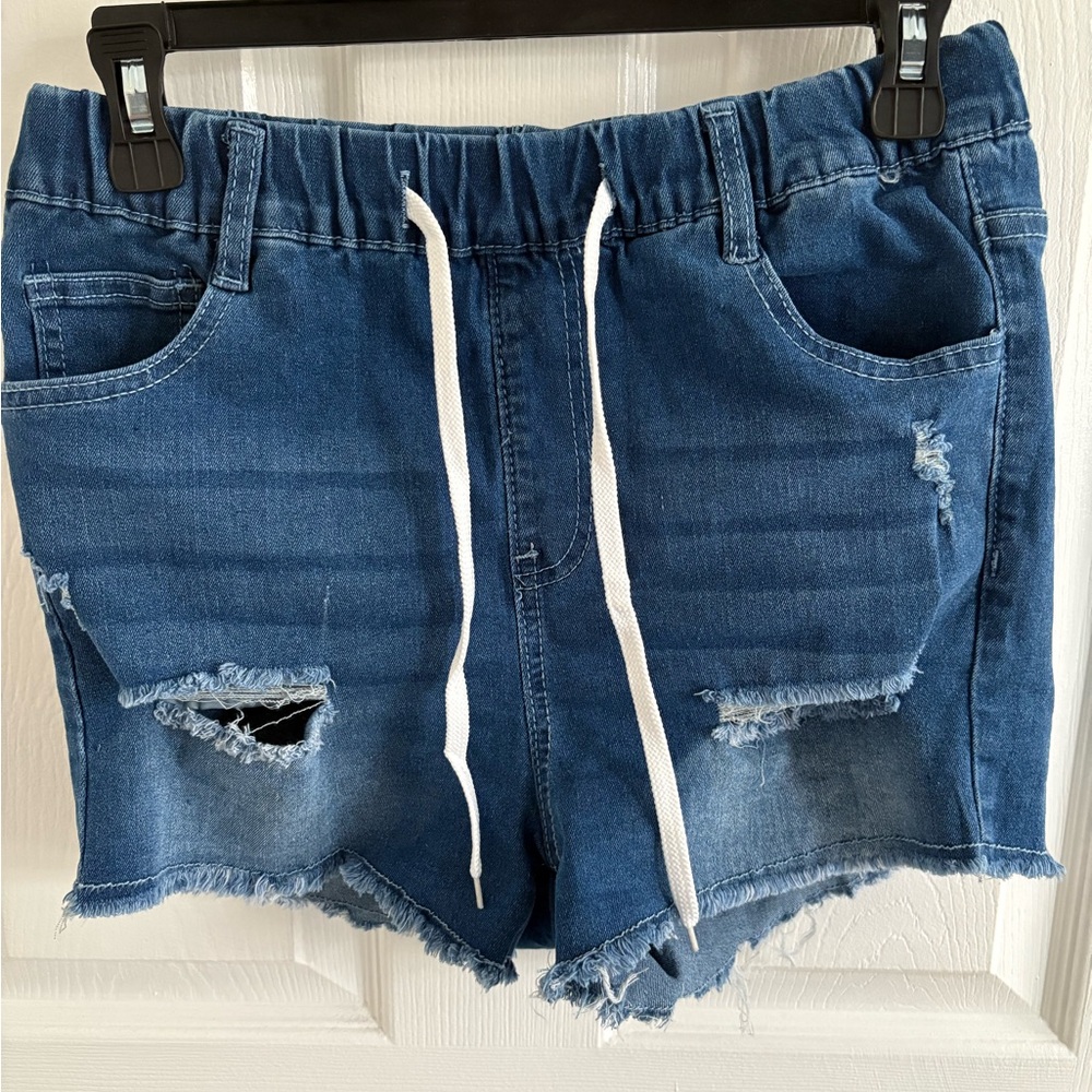 SHEIN Blue Distressed Jean Shorts